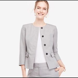 Ann Taylor Peplum Gray Suit Jacket Blazer